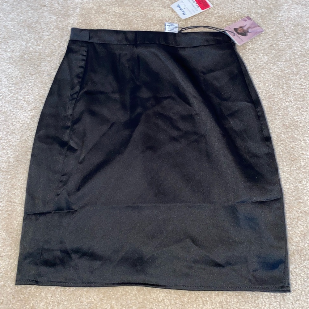 sincerely jules black satin skirt
